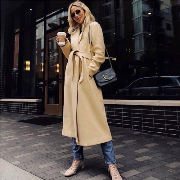 NWT EQUIPMENT Alyssandra Long Line Knit Trench Coat Biscuit Size M - Picture 1 of 8